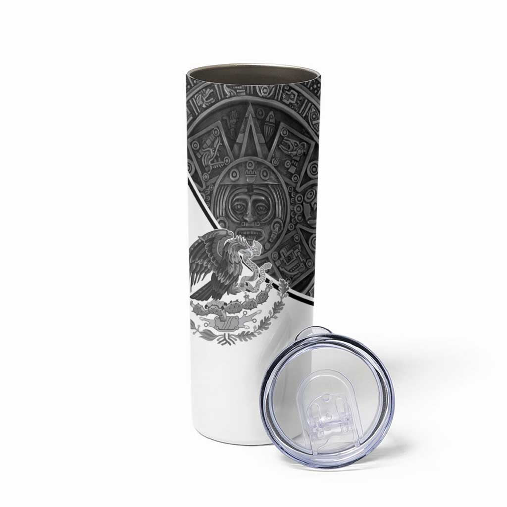 Personalized Mexico Aztec Calendar Skinny Tumbler Flag and Coat of Arms