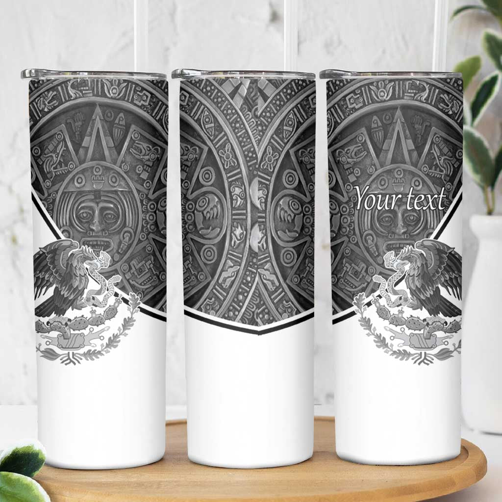 Personalized Mexico Aztec Calendar Skinny Tumbler Flag and Coat of Arms