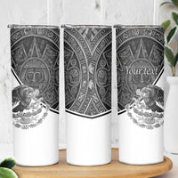 Personalized Mexico Aztec Calendar Skinny Tumbler Flag and Coat of Arms