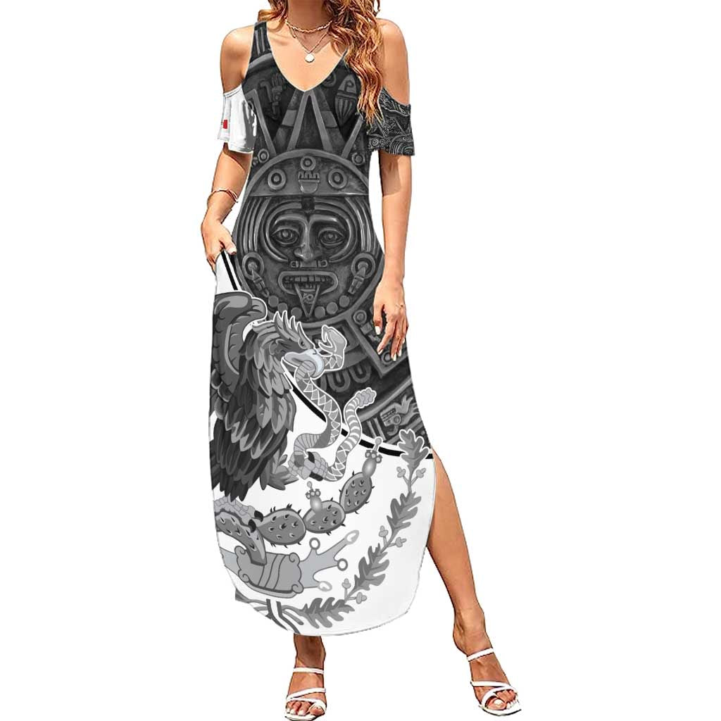 Personalized Mexico Aztec Calendar Summer Maxi Dress Flag and Coat of Arms
