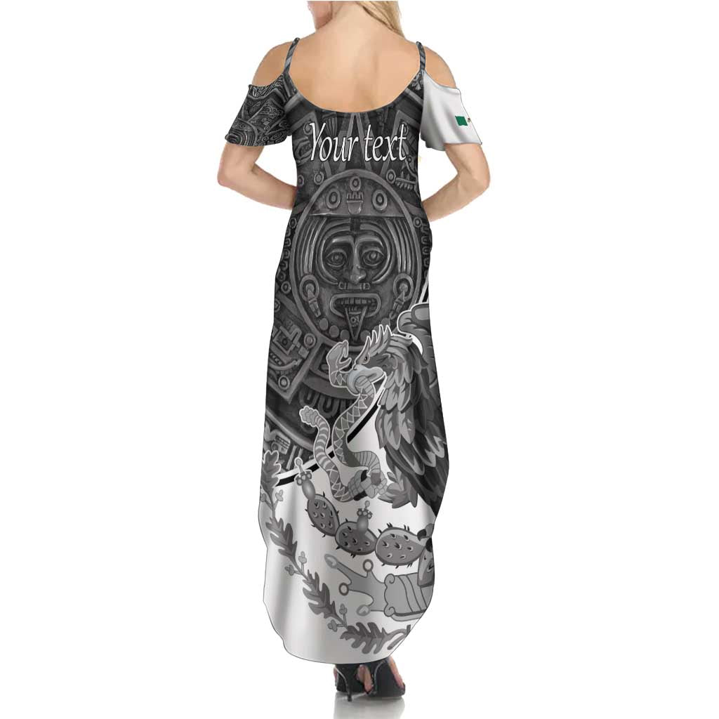 Personalized Mexico Aztec Calendar Summer Maxi Dress Flag and Coat of Arms