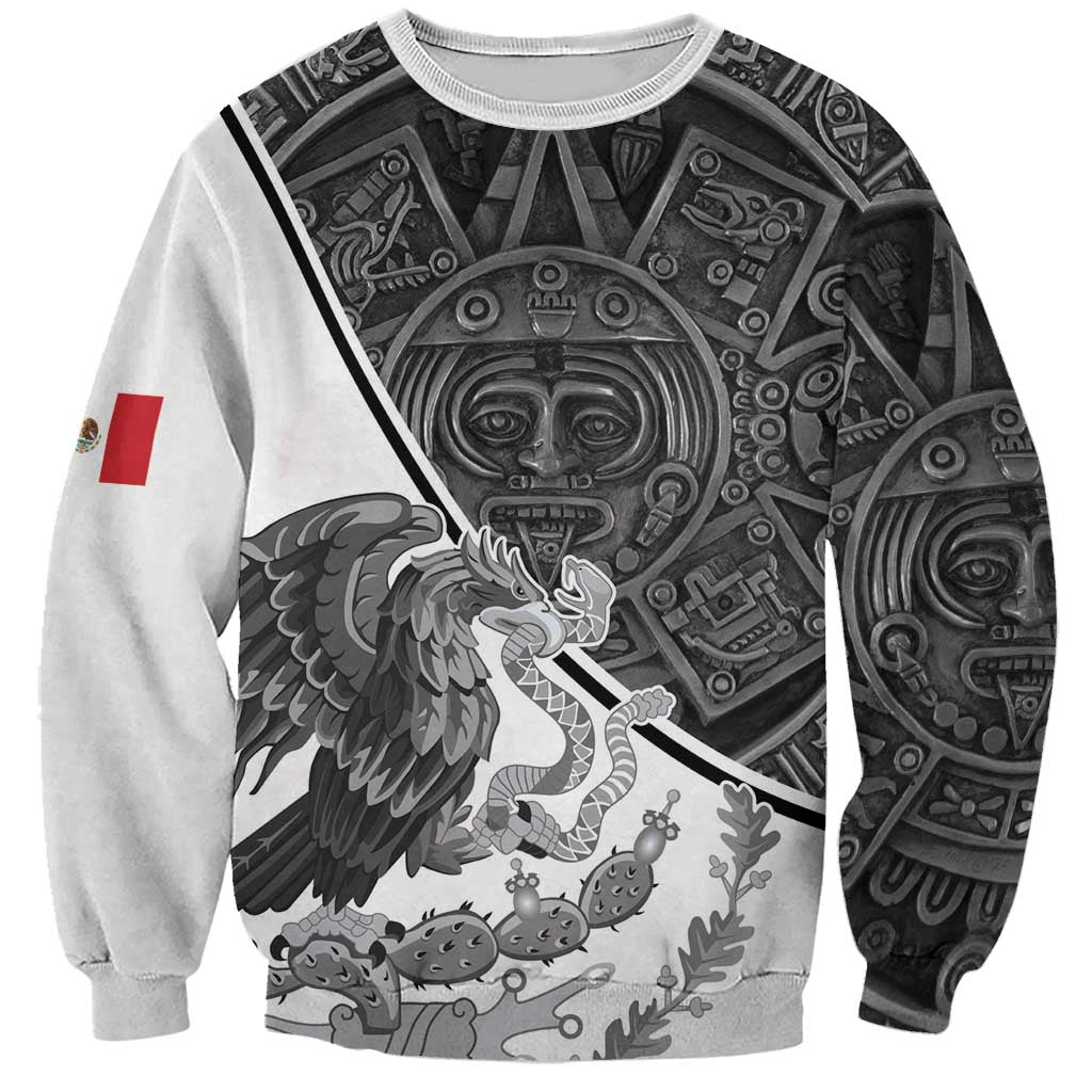 Personalized Mexico Aztec Calendar Sweatshirt Flag and Coat of Arms