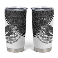 Personalized Mexico Aztec Calendar Tumbler Cup Flag and Coat of Arms