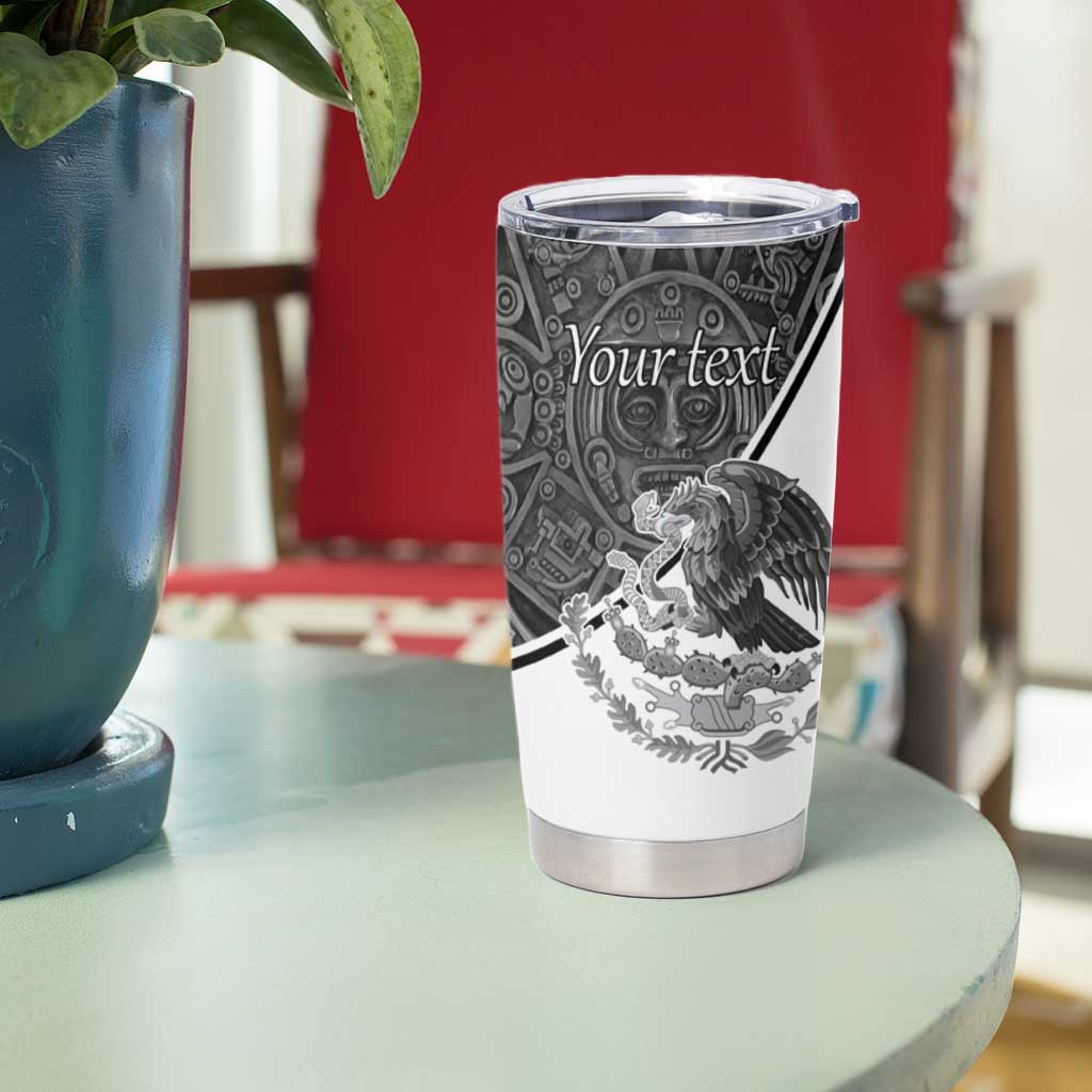 Personalized Mexico Aztec Calendar Tumbler Cup Flag and Coat of Arms