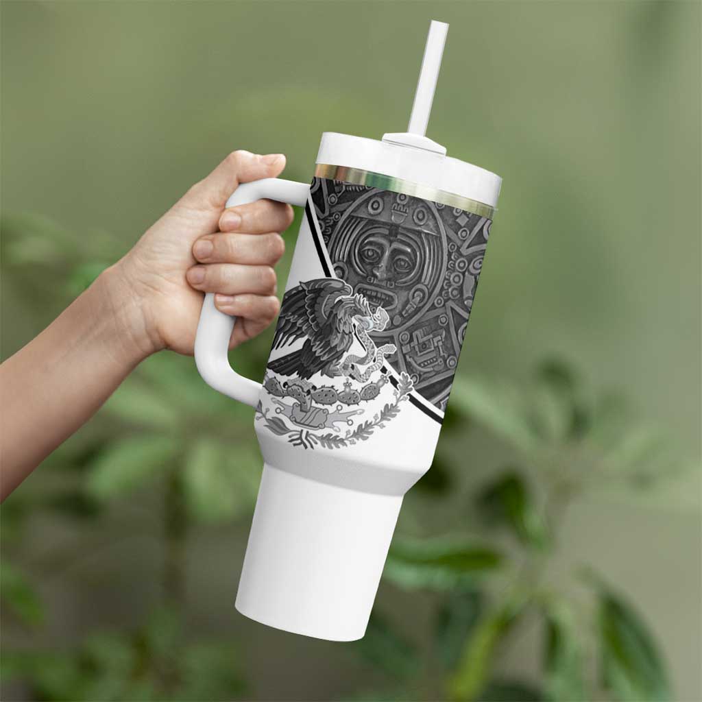 Personalized Mexico Aztec Calendar Tumbler With Handle Flag and Coat of Arms