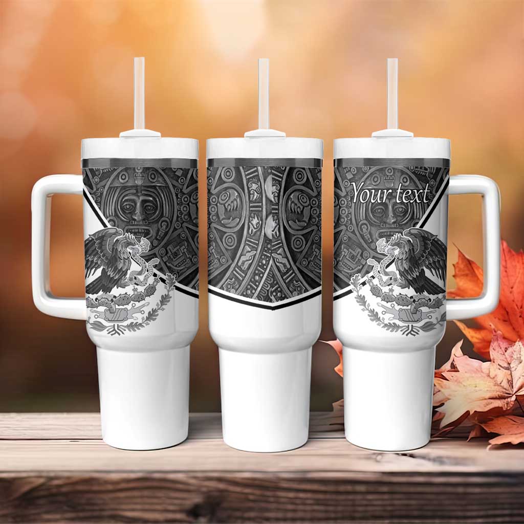 Personalized Mexico Aztec Calendar Tumbler With Handle Flag and Coat of Arms