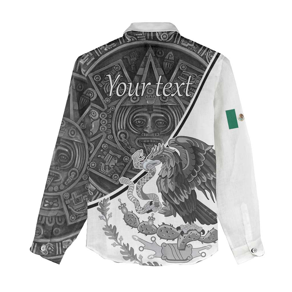 Personalized Mexico Aztec Calendar Women Casual Shirt Flag and Coat of Arms