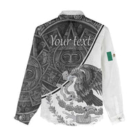 Personalized Mexico Aztec Calendar Women Casual Shirt Flag and Coat of Arms