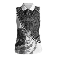 Personalized Mexico Aztec Calendar Women Sleeveless Polo Shirt Flag and Coat of Arms