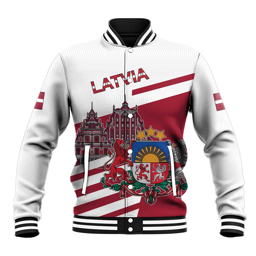 Personalized Riga Town Hall Square Latvia Baseball Jacket Coat of Arms