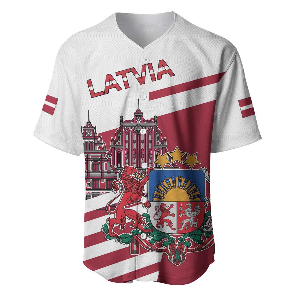 Personalized Riga Town Hall Square Latvia Baseball Jersey Coat of Arms
