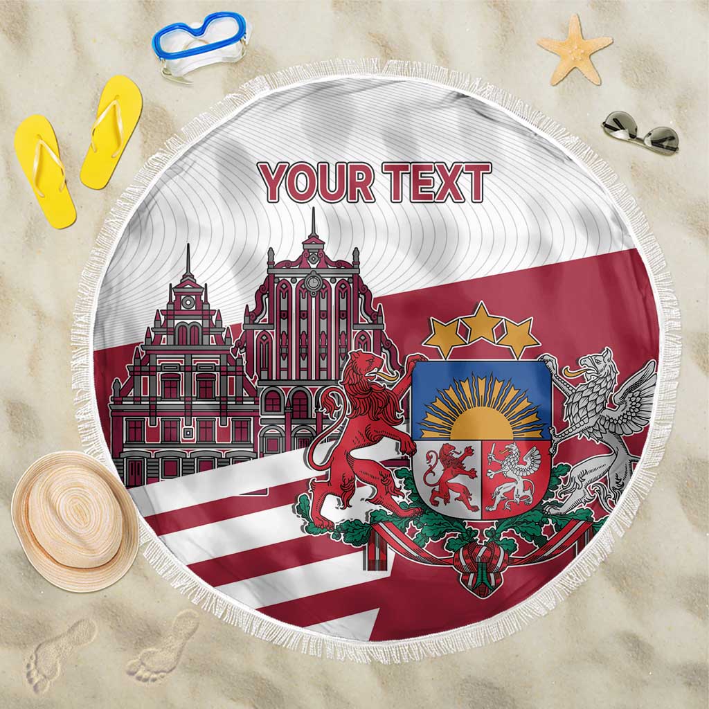 Personalized Riga Town Hall Square Latvia Beach Blanket Coat of Arms