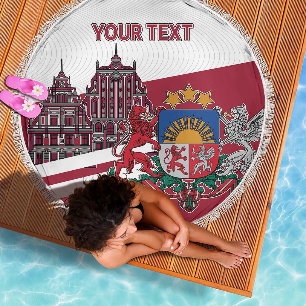 Personalized Riga Town Hall Square Latvia Beach Blanket Coat of Arms