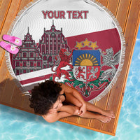 Personalized Riga Town Hall Square Latvia Beach Blanket Coat of Arms