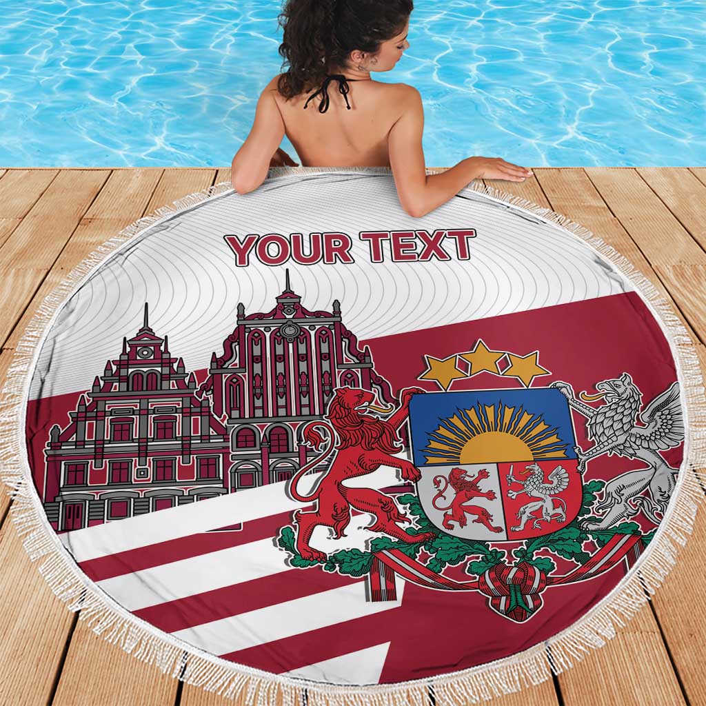 Personalized Riga Town Hall Square Latvia Beach Blanket Coat of Arms