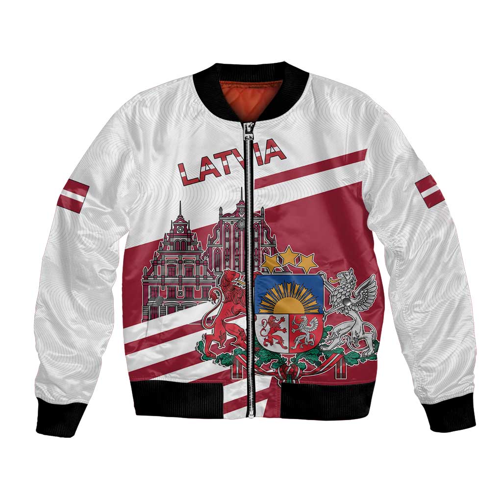 Personalized Riga Town Hall Square Latvia Bomber Jacket Coat of Arms