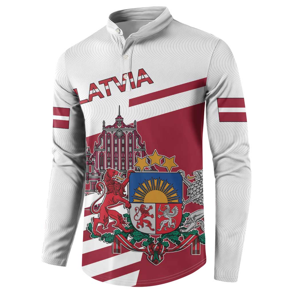 Personalized Riga Town Hall Square Latvia Button Sweatshirt Coat of Arms