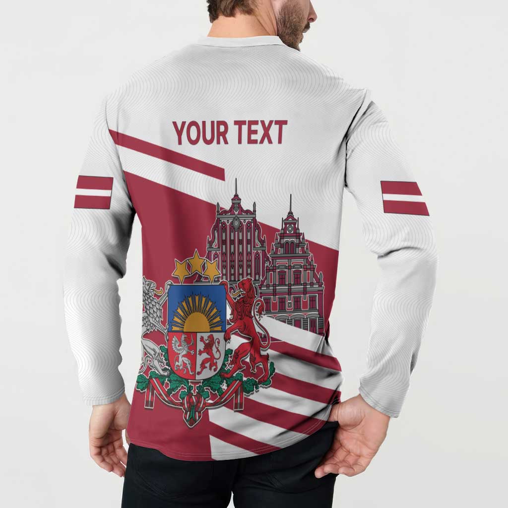 Personalized Riga Town Hall Square Latvia Button Sweatshirt Coat of Arms
