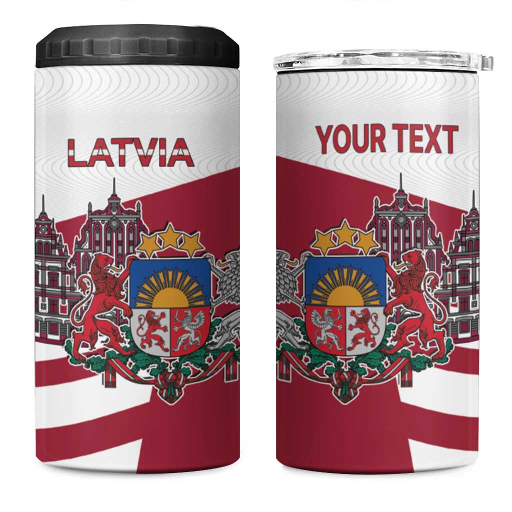 Personalized Riga Town Hall Square Latvia 4 in 1 Can Cooler Tumbler Coat of Arms