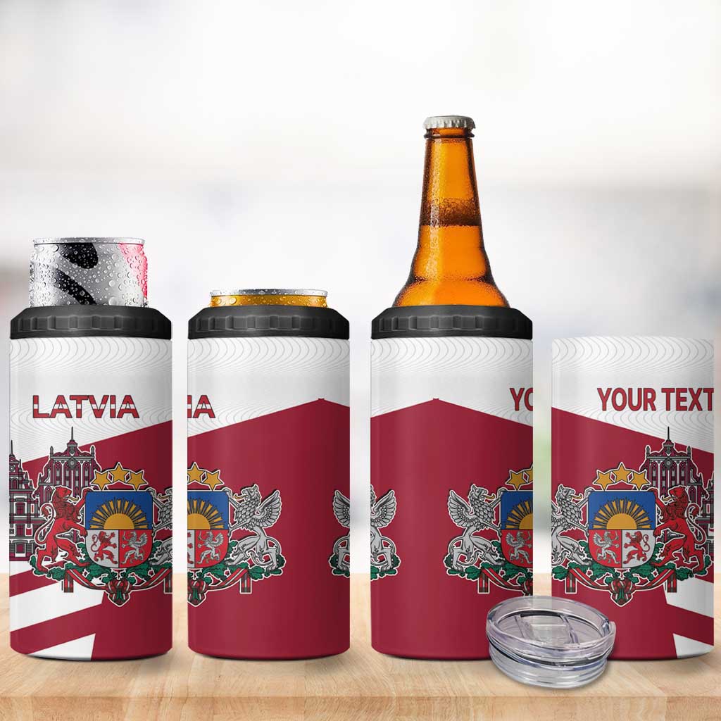 Personalized Riga Town Hall Square Latvia 4 in 1 Can Cooler Tumbler Coat of Arms