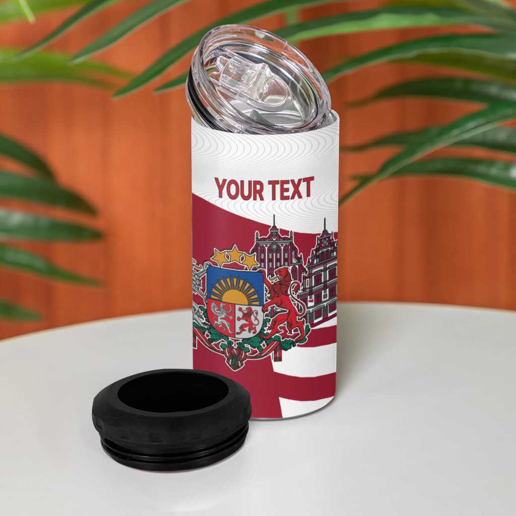 Personalized Riga Town Hall Square Latvia 4 in 1 Can Cooler Tumbler Coat of Arms