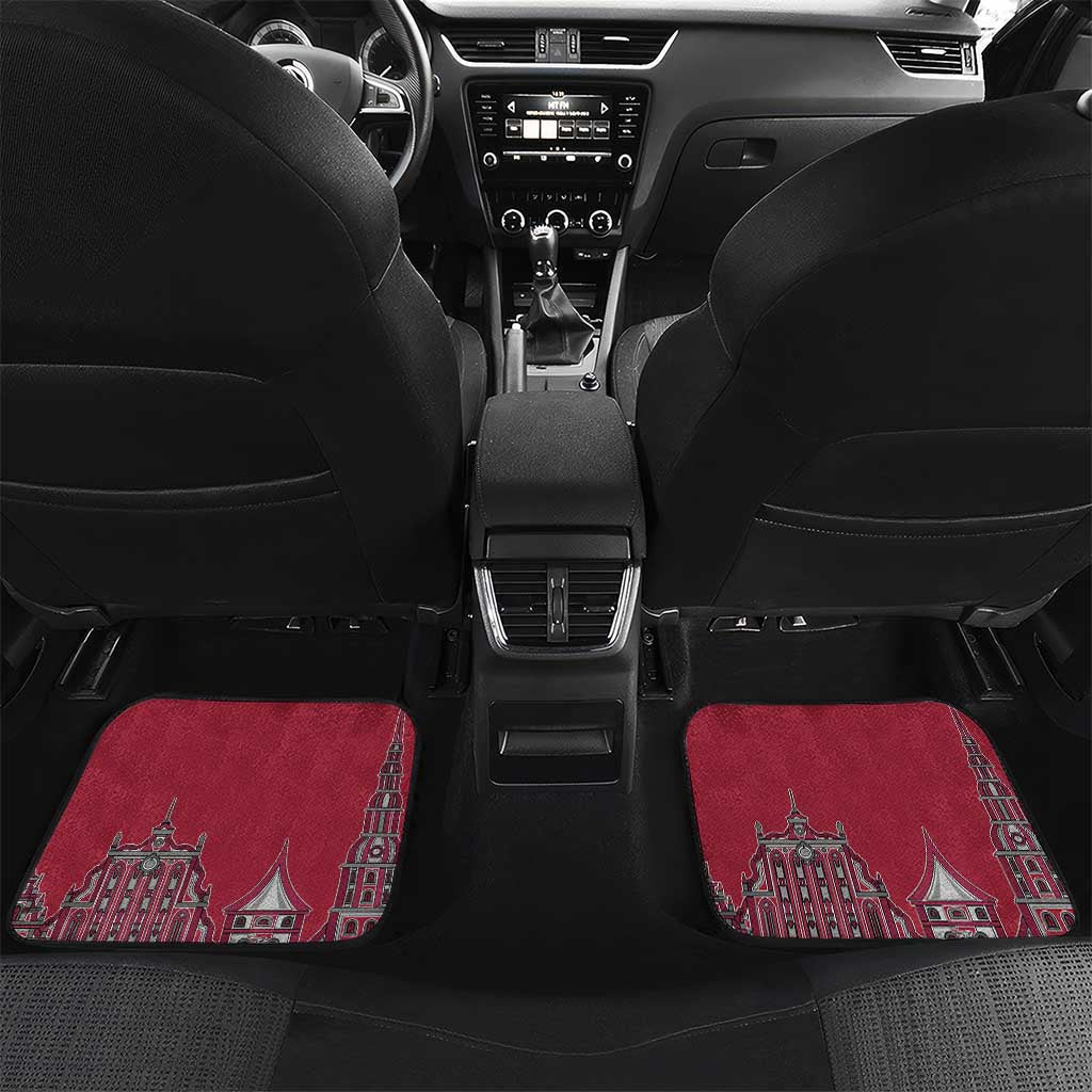 Personalized Riga Town Hall Square Latvia Car Mats Coat of Arms