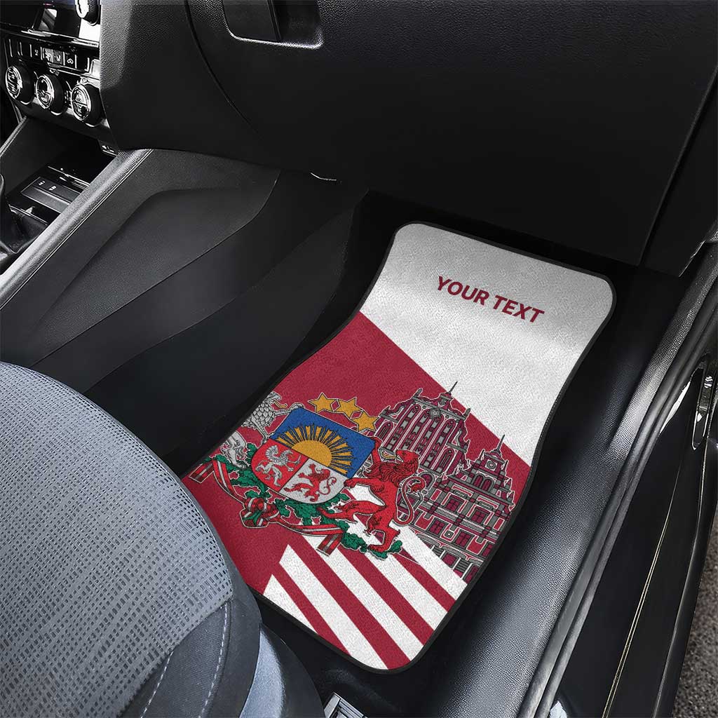Personalized Riga Town Hall Square Latvia Car Mats Coat of Arms