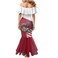 Personalized Riga Town Hall Square Latvia Family Matching Mermaid Dress and Hawaiian Shirt Coat of Arms