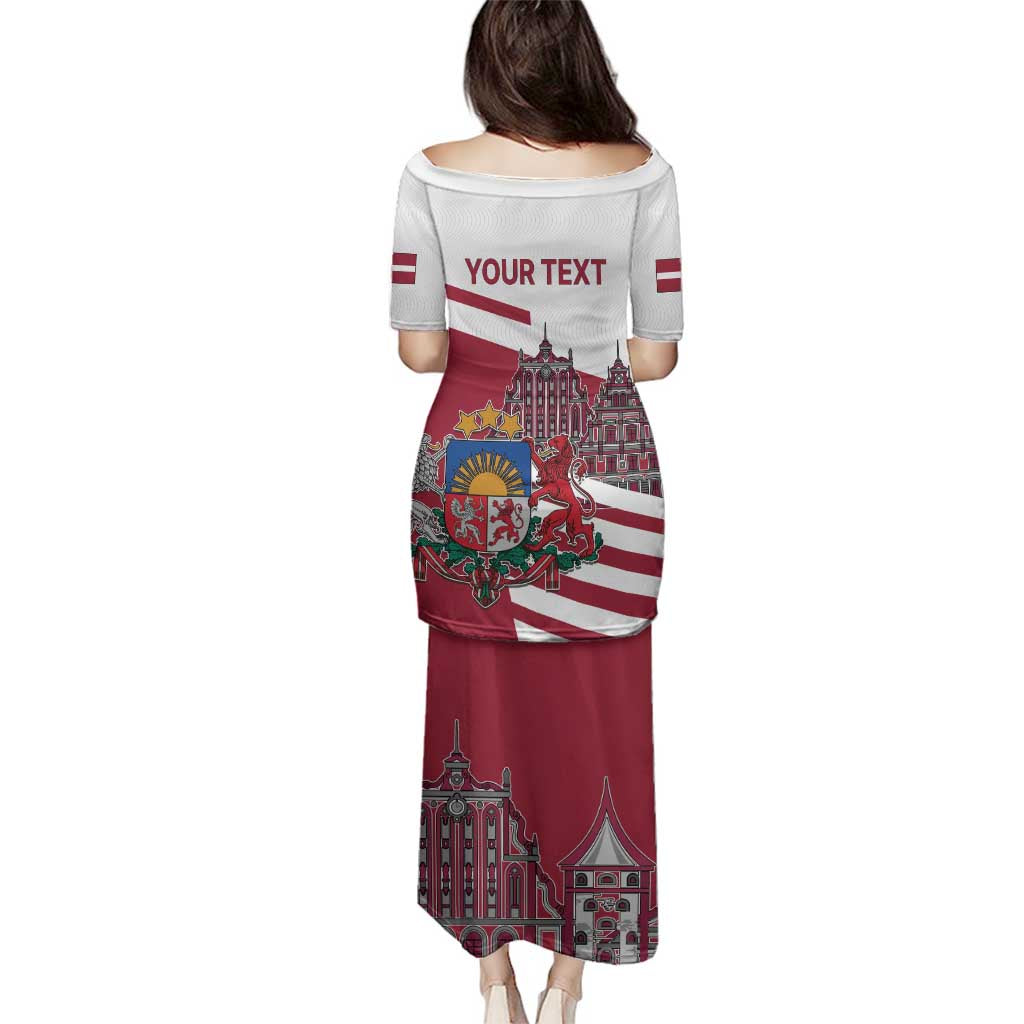 Personalized Riga Town Hall Square Latvia Family Matching Puletasi and Hawaiian Shirt Coat of Arms