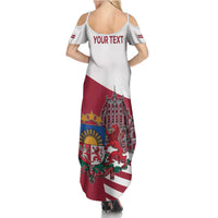Personalized Riga Town Hall Square Latvia Family Matching Summer Maxi Dress and Hawaiian Shirt Coat of Arms