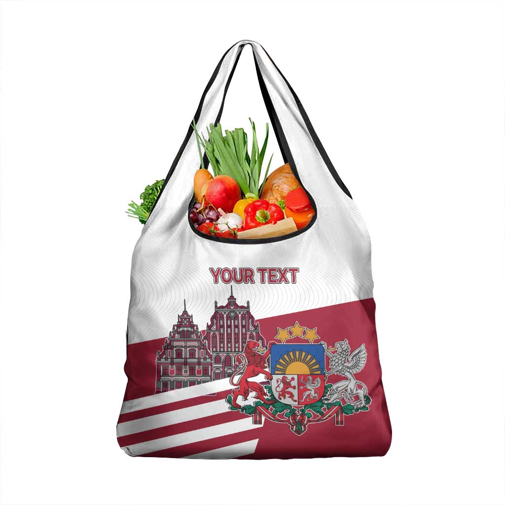 Personalized Riga Town Hall Square Latvia Grocery Bag Coat of Arms