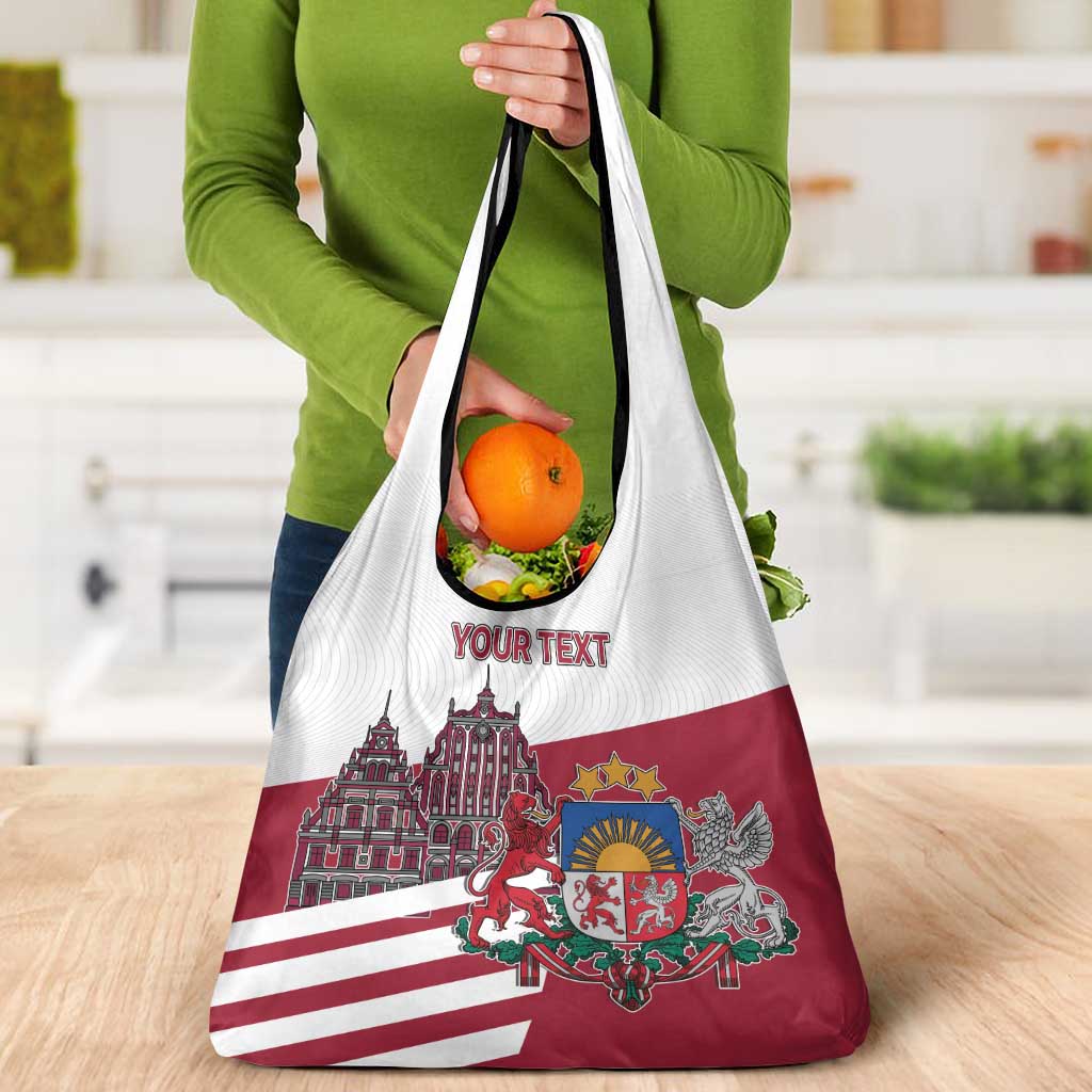 Personalized Riga Town Hall Square Latvia Grocery Bag Coat of Arms