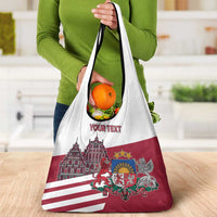 Personalized Riga Town Hall Square Latvia Grocery Bag Coat of Arms