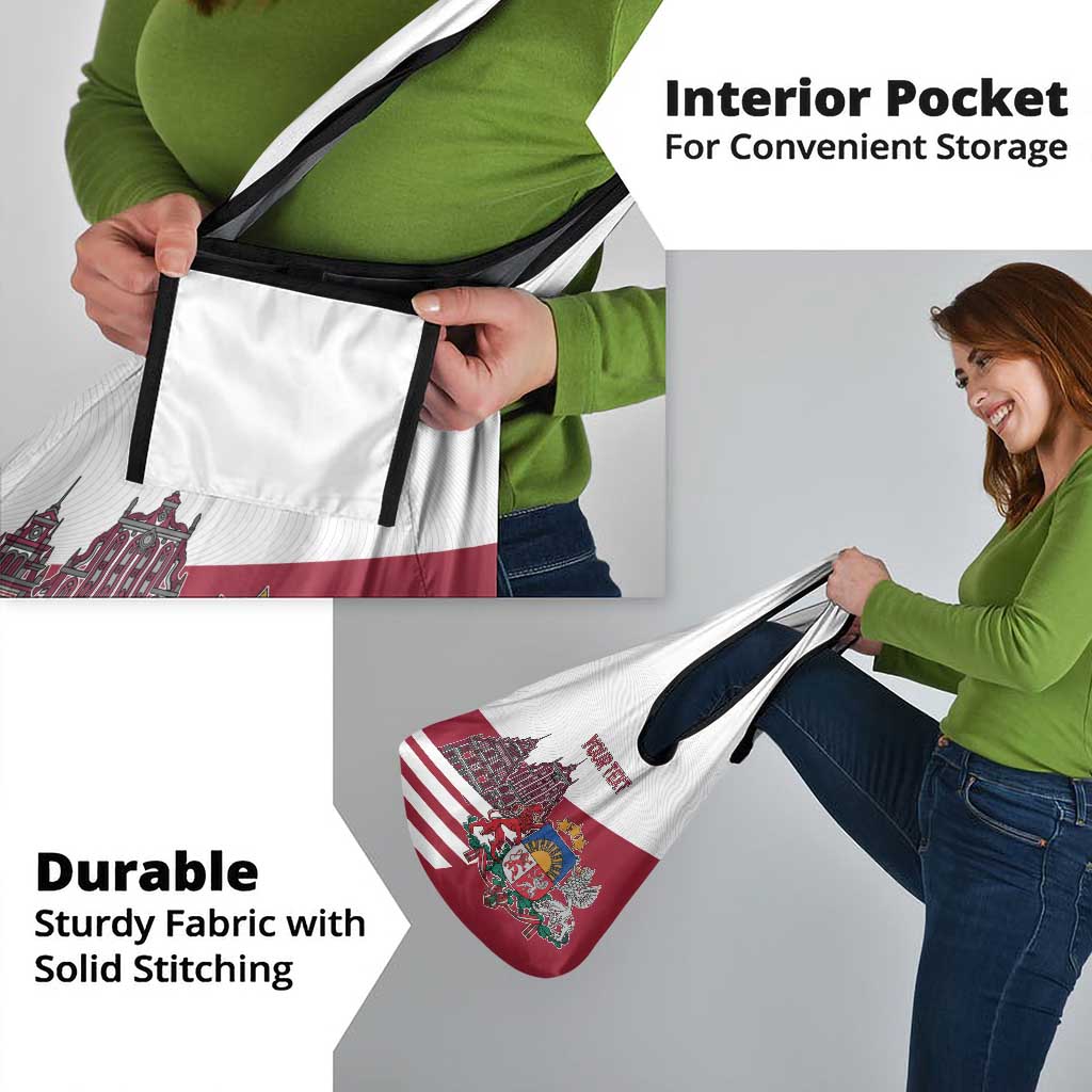 Personalized Riga Town Hall Square Latvia Grocery Bag Coat of Arms