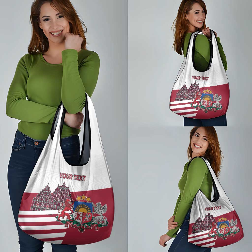 Personalized Riga Town Hall Square Latvia Grocery Bag Coat of Arms