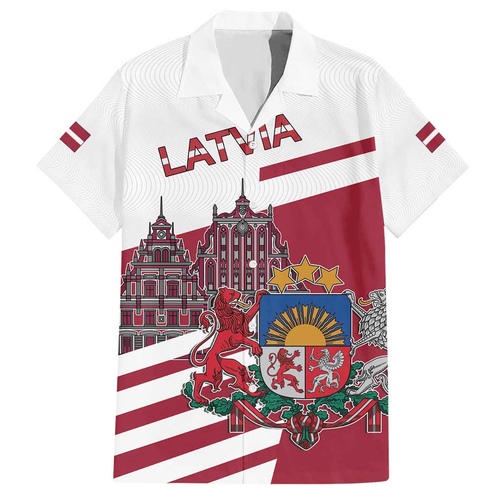 Personalized Riga Town Hall Square Latvia Hawaiian Shirt Coat of Arms