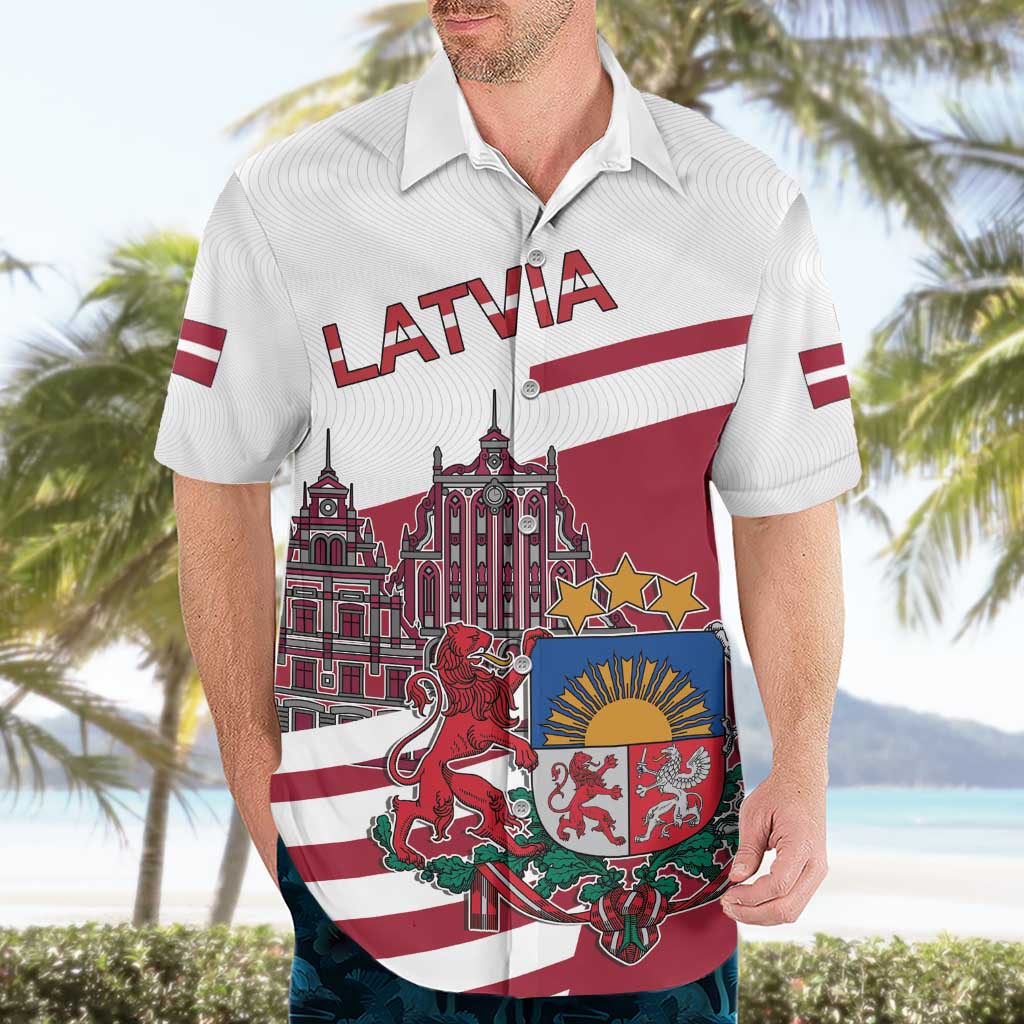Personalized Riga Town Hall Square Latvia Hawaiian Shirt Coat of Arms