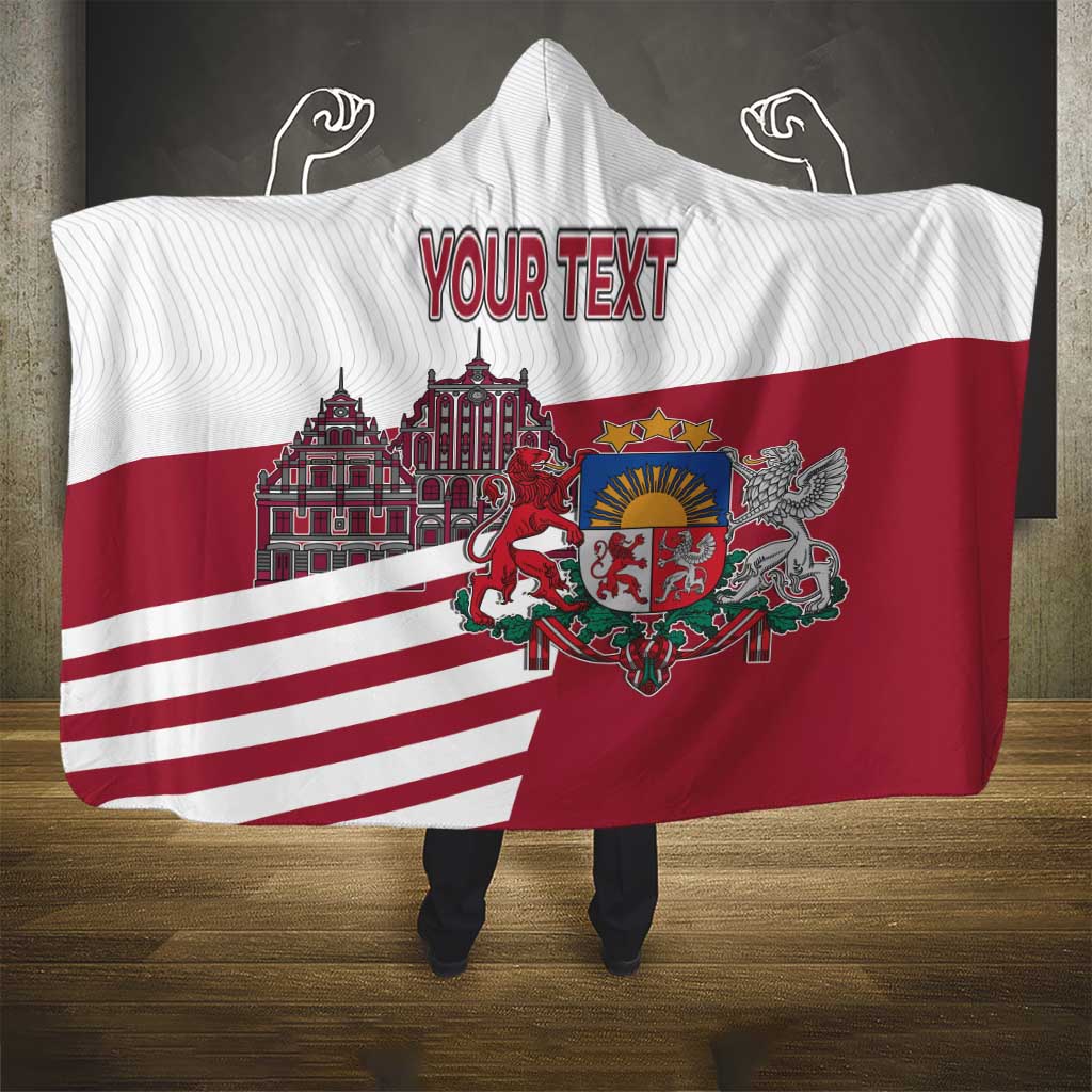 Personalized Riga Town Hall Square Latvia Hooded Blanket Coat of Arms