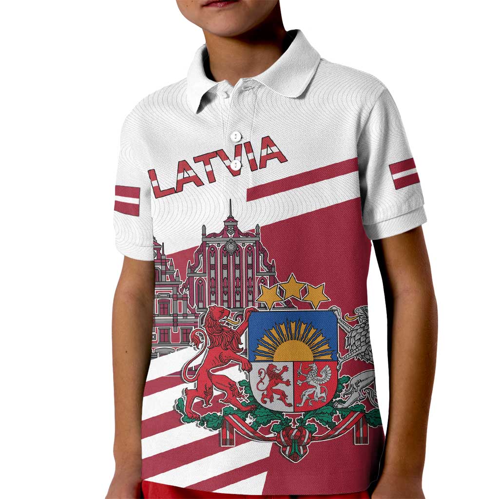 Personalized Riga Town Hall Square Latvia Kid Polo Shirt Coat of Arms