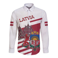 Personalized Riga Town Hall Square Latvia Long Sleeve Button Shirt Coat of Arms