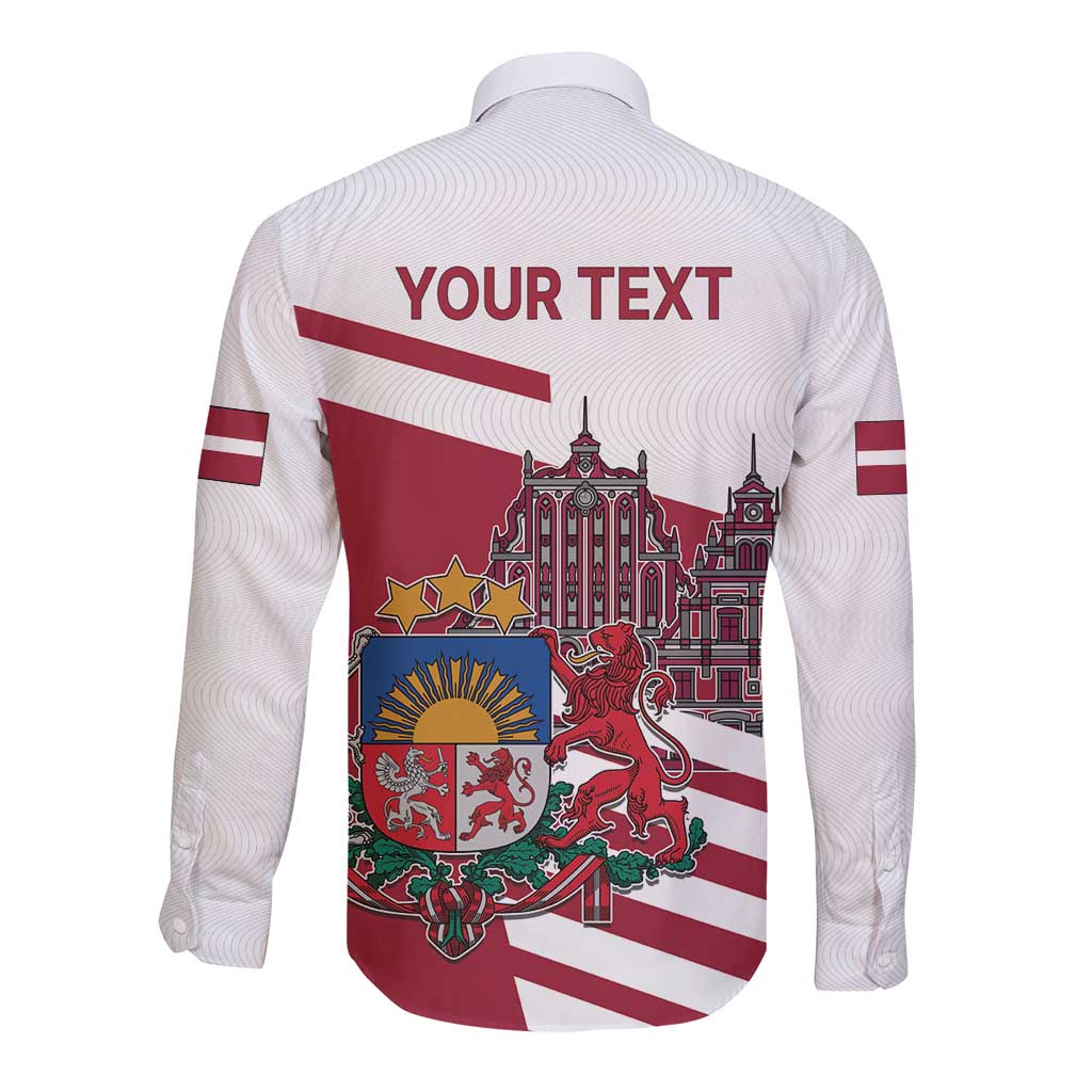 Personalized Riga Town Hall Square Latvia Long Sleeve Button Shirt Coat of Arms