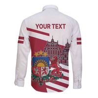 Personalized Riga Town Hall Square Latvia Long Sleeve Button Shirt Coat of Arms