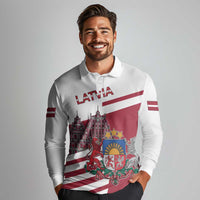 Personalized Riga Town Hall Square Latvia Long Sleeve Polo Shirt Coat of Arms