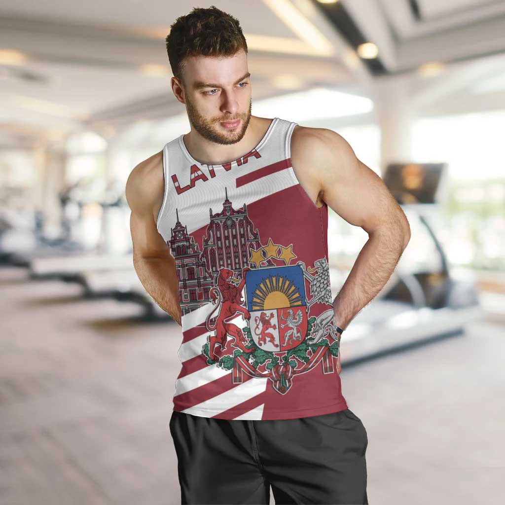 Personalized Riga Town Hall Square Latvia Men Tank Top Coat of Arms