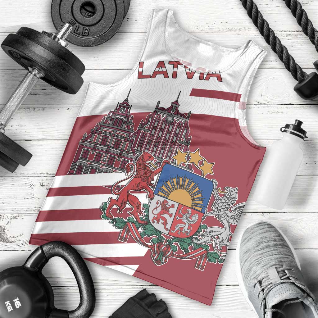 Personalized Riga Town Hall Square Latvia Men Tank Top Coat of Arms