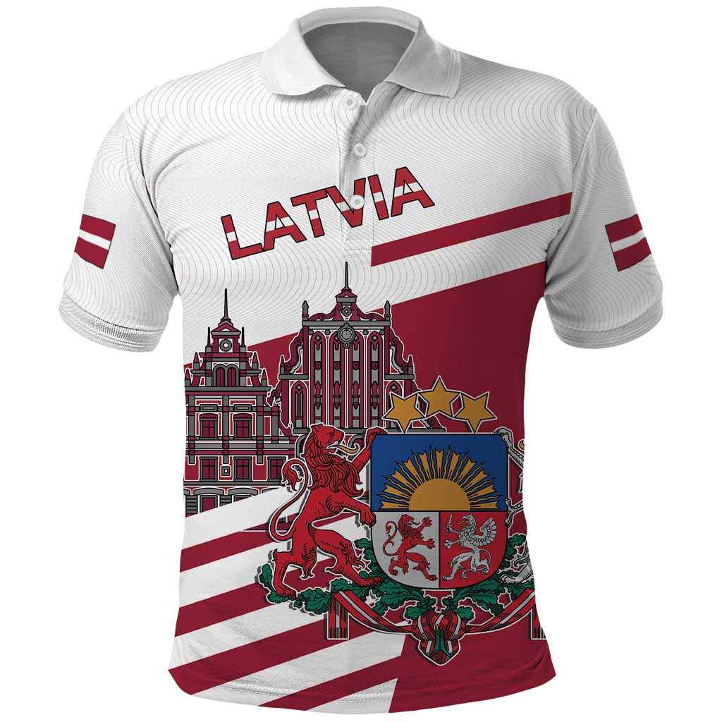Personalized Riga Town Hall Square Latvia Polo Shirt Coat of Arms