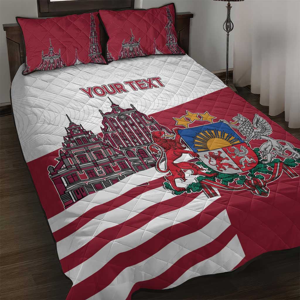 Personalized Riga Town Hall Square Latvia Quilt Bed Set Coat of Arms