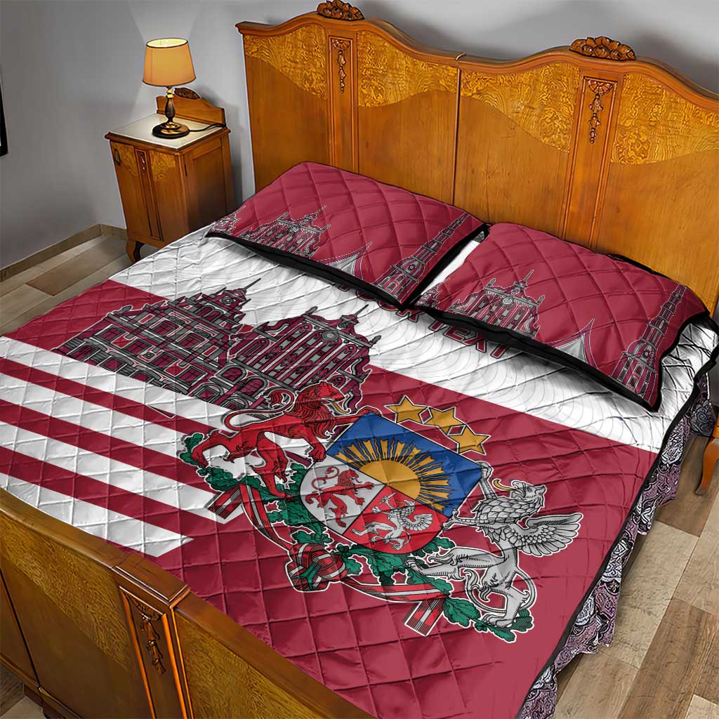 Personalized Riga Town Hall Square Latvia Quilt Bed Set Coat of Arms