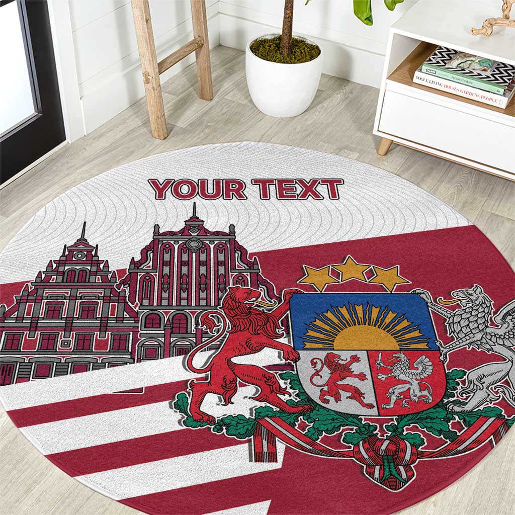 Personalized Riga Town Hall Square Latvia Round Carpet Coat of Arms