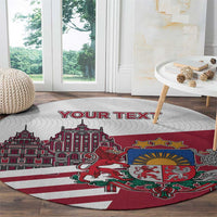 Personalized Riga Town Hall Square Latvia Round Carpet Coat of Arms